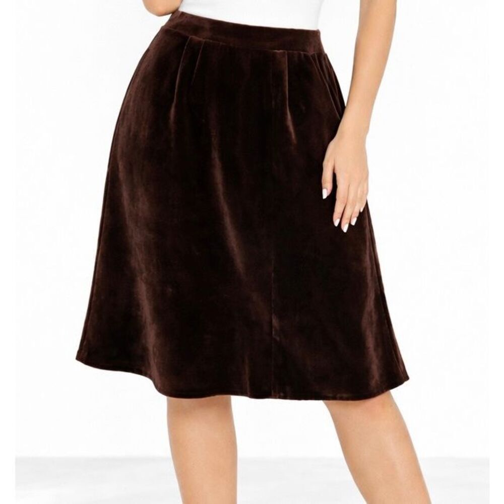 Talbots Collection Vintage Silk NWT brown velvet flounce skirt 12